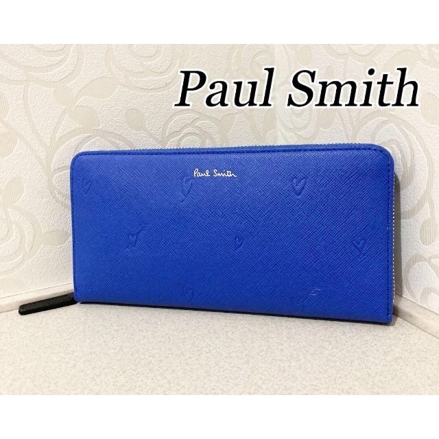 通常価格 ポールスミス 折財布 スミシーハート 2つ折り ブルー Paul Smith ポール スミス 財布、帽子、ファッション小物