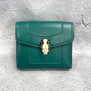 ブルガリ(BVLGARI)のブルガリ コンパクトウォレット 三つ折り財布 グリーン レザー セルペンティ(財布)