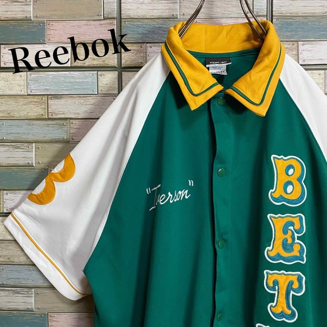 リーボック　BETHEL BRUINS 半袖ウォームアップジャケット　ビックロゴ