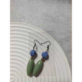 ブルー×グリーン×ゴールド　ピアス　ビンテージ(ピアス)