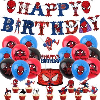 新品ガーランド スパイダーマン誕生日セット風船 飾り お祝い パーティーグッズ (ガーランド)