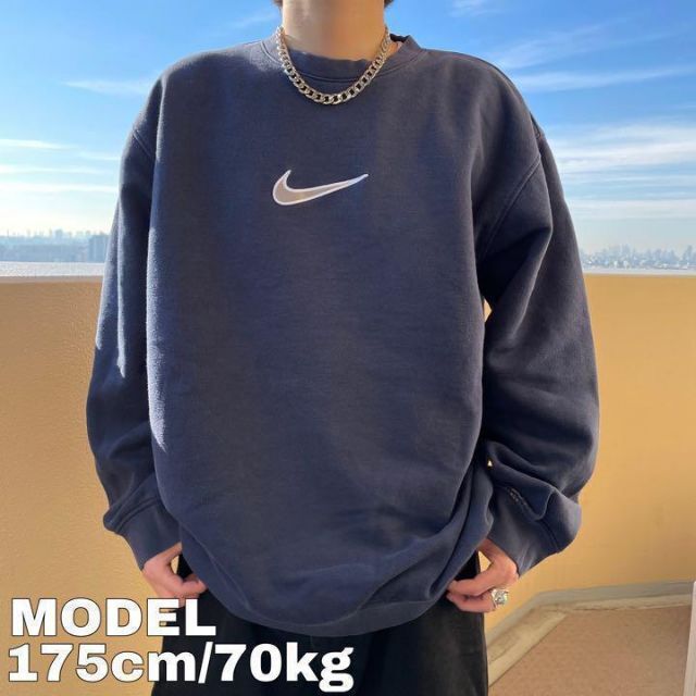 数量限定低価 NIKE - 古着☆NIKE ナイキ スウォッシュ刺繍デカロゴ 黒