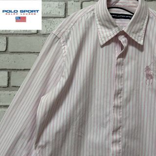 ラルフローレン(Ralph Lauren)のPOLO SPORTS 長袖シャツ ストライプ柄 ライトピンク レディースXS(シャツ/ブラウス(長袖/七分))