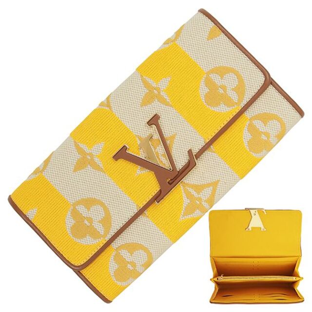LOUIS VUITTON - ルイヴィトン 二つ折り長財布 イエロー レディース LV 展示品 153301