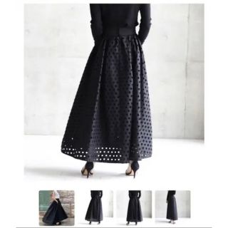 ドゥロワー(Drawer)の美品　SHE TOKYO(シートーキョースカートCarina dot black(ロングスカート)