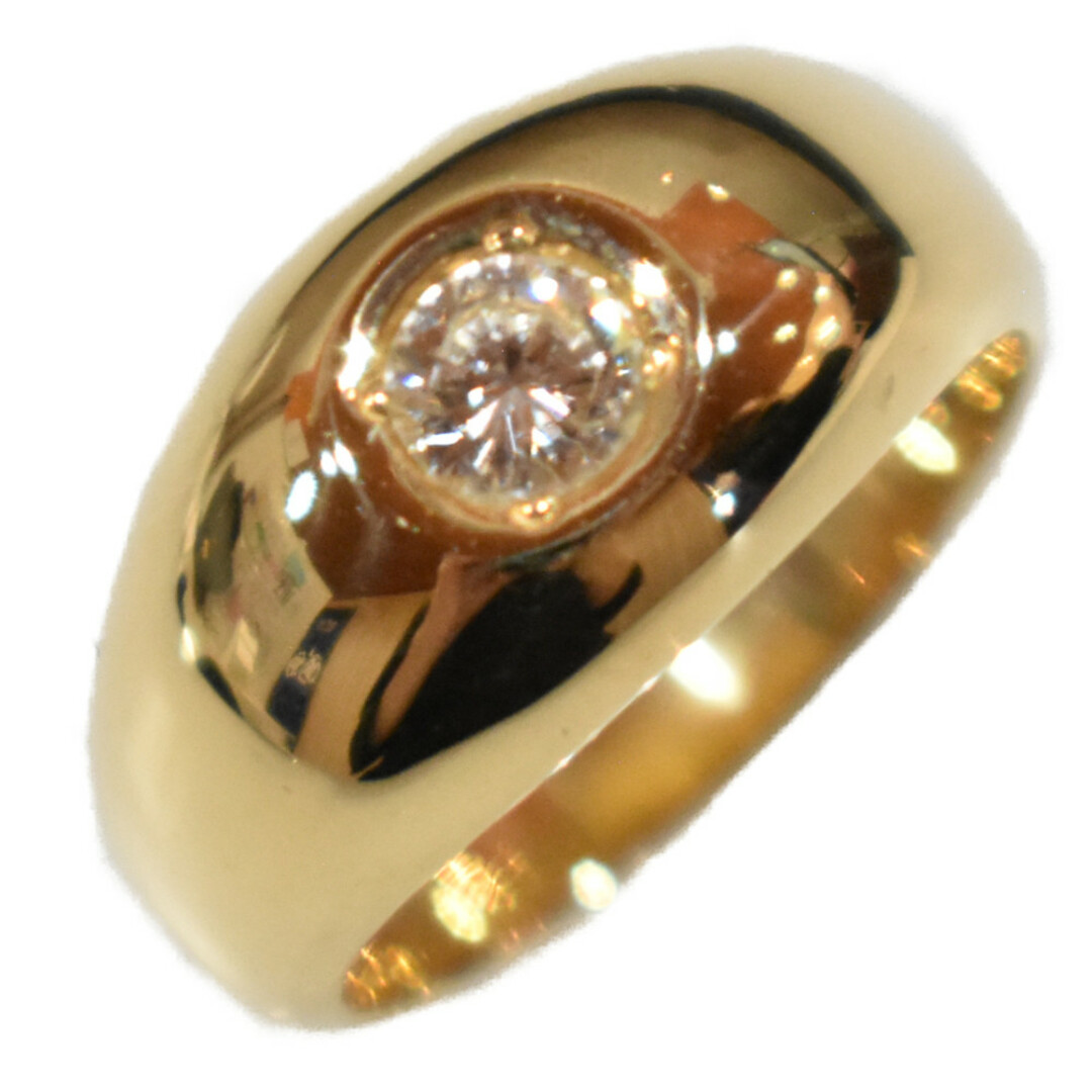K18　一粒ダイヤ　ラウンドリング　イエローゴールド　K18YG　ダイヤモンド0.33ｃｔ 　約13号　約11ｇ　指輪　セレクトジュエリー　メンズ　レディース　ユニセックス　ギフト　プレゼント包装可【中古】松山久万ノ台店