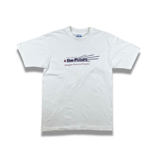 ヘインズ(Hanes)の80s USA製 ヘインズ ヴィンテージTシャツ シングルステッチ 企業ロゴ 白(Tシャツ/カットソー(半袖/袖なし))