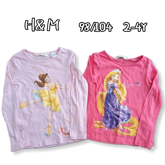 H&M(エイチアンドエム)のディズニープリンセス　ロンT　98/104　 2-4Y キッズ/ベビー/マタニティのキッズ服女の子用(90cm~)(Tシャツ/カットソー)の商品写真