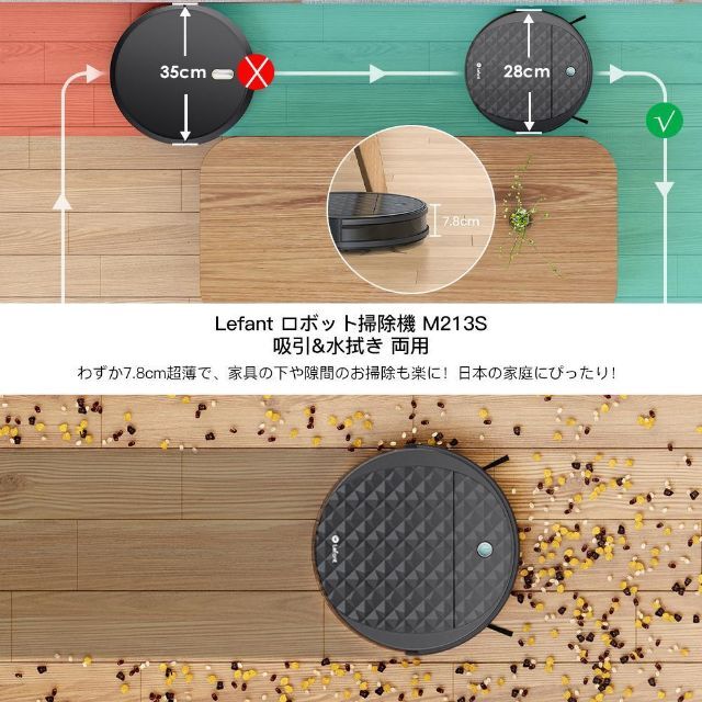 【45%OFF】ロボット掃除機 3200Pa 強力吸引 水拭き両用