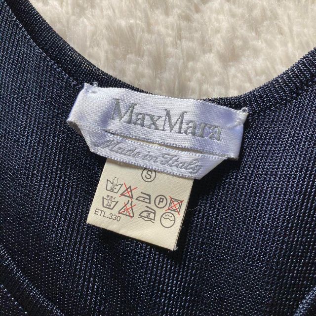 Max Mara(マックスマーラ)のマックスマーラ　高級白タグ　サマーニット　ノースリーブロングワンピース　ネイビー レディースのワンピース(ロングワンピース/マキシワンピース)の商品写真