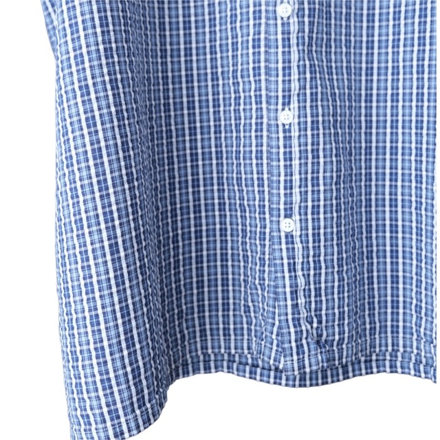 L.L.Bean(エルエルビーン)の00s L.L.Bean Blue Seersucker Check Shirt メンズのトップス(シャツ)の商品写真