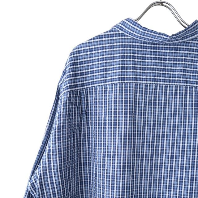 L.L.Bean(エルエルビーン)の00s L.L.Bean Blue Seersucker Check Shirt メンズのトップス(シャツ)の商品写真