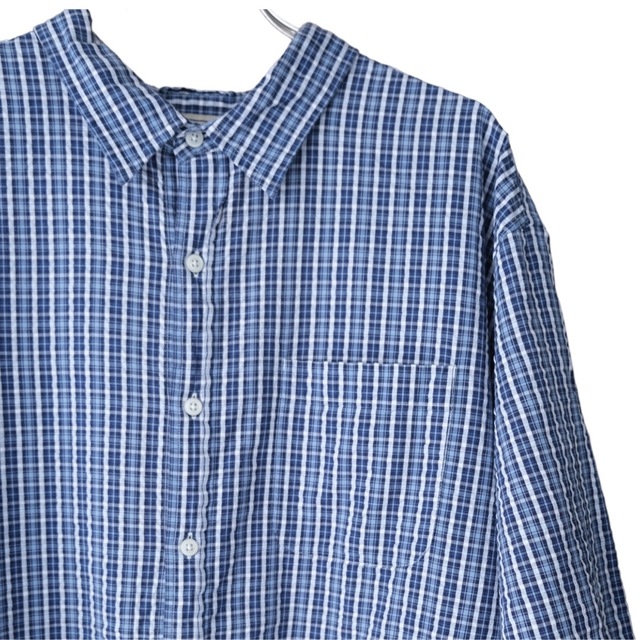 L.L.Bean(エルエルビーン)の00s L.L.Bean Blue Seersucker Check Shirt メンズのトップス(シャツ)の商品写真