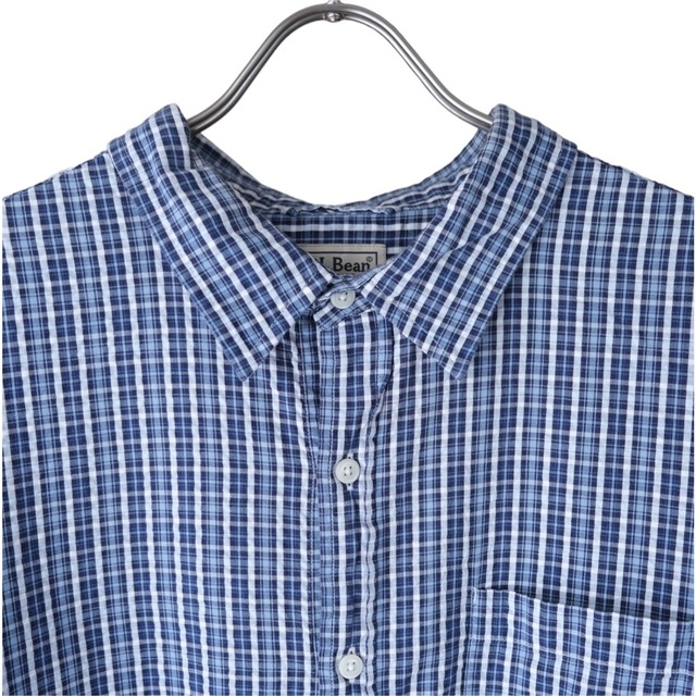 L.L.Bean(エルエルビーン)の00s L.L.Bean Blue Seersucker Check Shirt メンズのトップス(シャツ)の商品写真