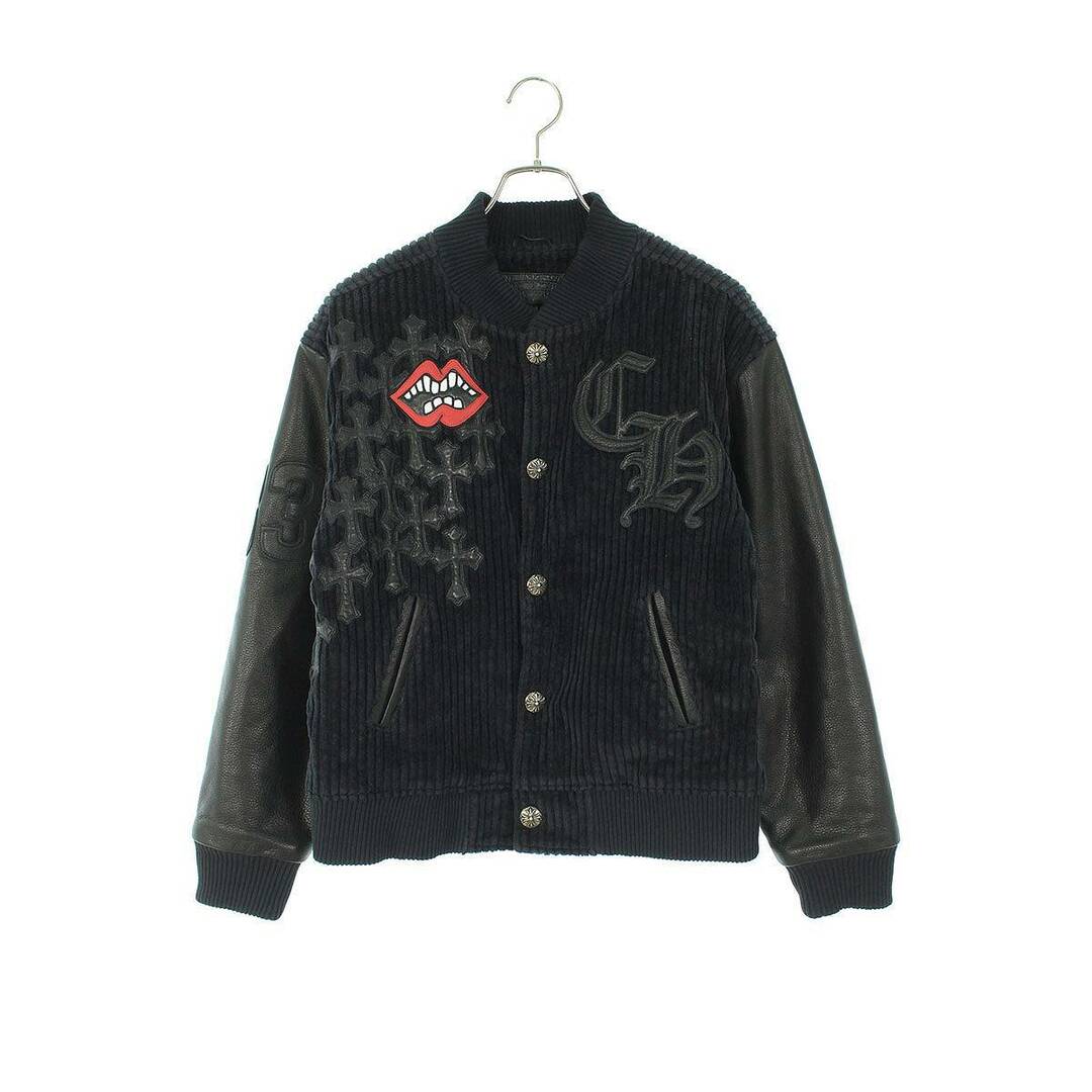 ジャケット/アウタークロムハーツ  PPO Letterman Jacket/レターマンジャケット チョンパークロスパッチ付コーデュロイ切替ジャケットブルゾン メンズ S