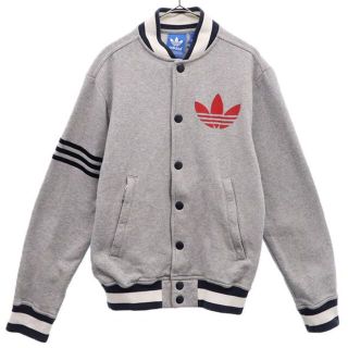 アディダス(adidas)のアディダス トレフォイルロゴワッペン スタジャン XS グレー系 adidas スウェットジャケット 裏起毛 メンズ 【中古】  【230406】(ダッフルコート)