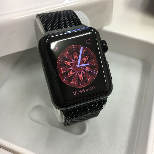 14350円買取 強化 新品 apple watch ブラックステンレス 38mm 黒