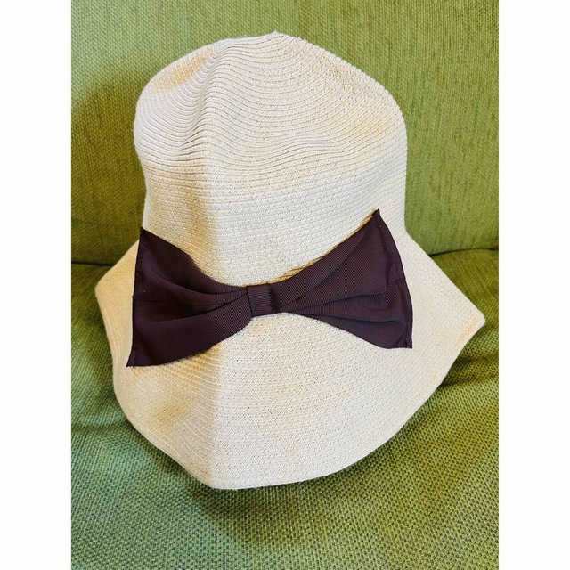 リボン帽子　折りたたみ レディースの帽子(麦わら帽子/ストローハット)の商品写真