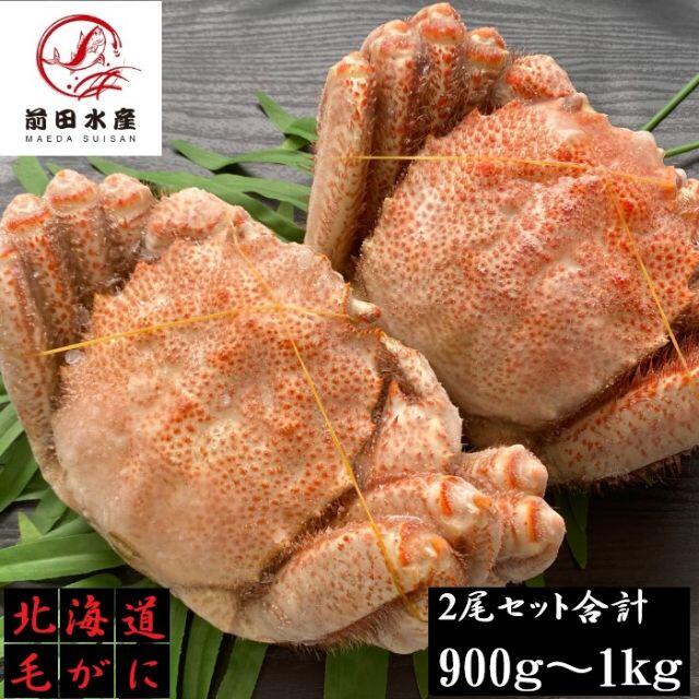【訳あり】北海道産　毛蟹　2尾セット（合計約900ｇ〜1ｋｇ分）　付け足魚介類