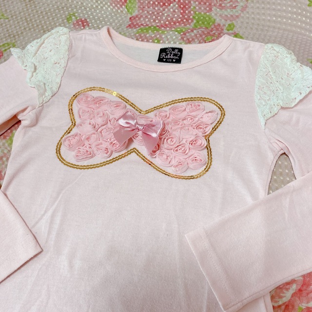 120cm／Dolly Ribbon／長袖 キッズ/ベビー/マタニティのキッズ服女の子用(90cm~)(Tシャツ/カットソー)の商品写真