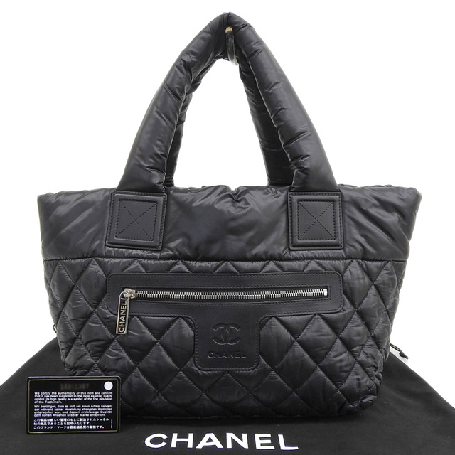 【本物保証】 保・布袋付 超美品 シャネル CHANEL コココクーンPM ハンドバッグ ナイロン 黒 シール付 15番台 A48610 軽い