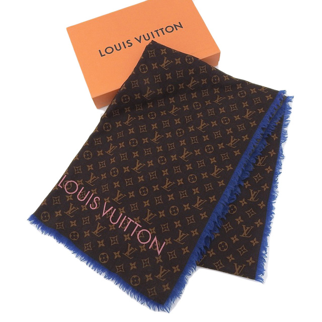 【本物保証】 箱付 超美品 ルイヴィトン LOUIS VUITTON モノグラム エトール テリング モノグラム ストール マフラー ショール M78716 希少