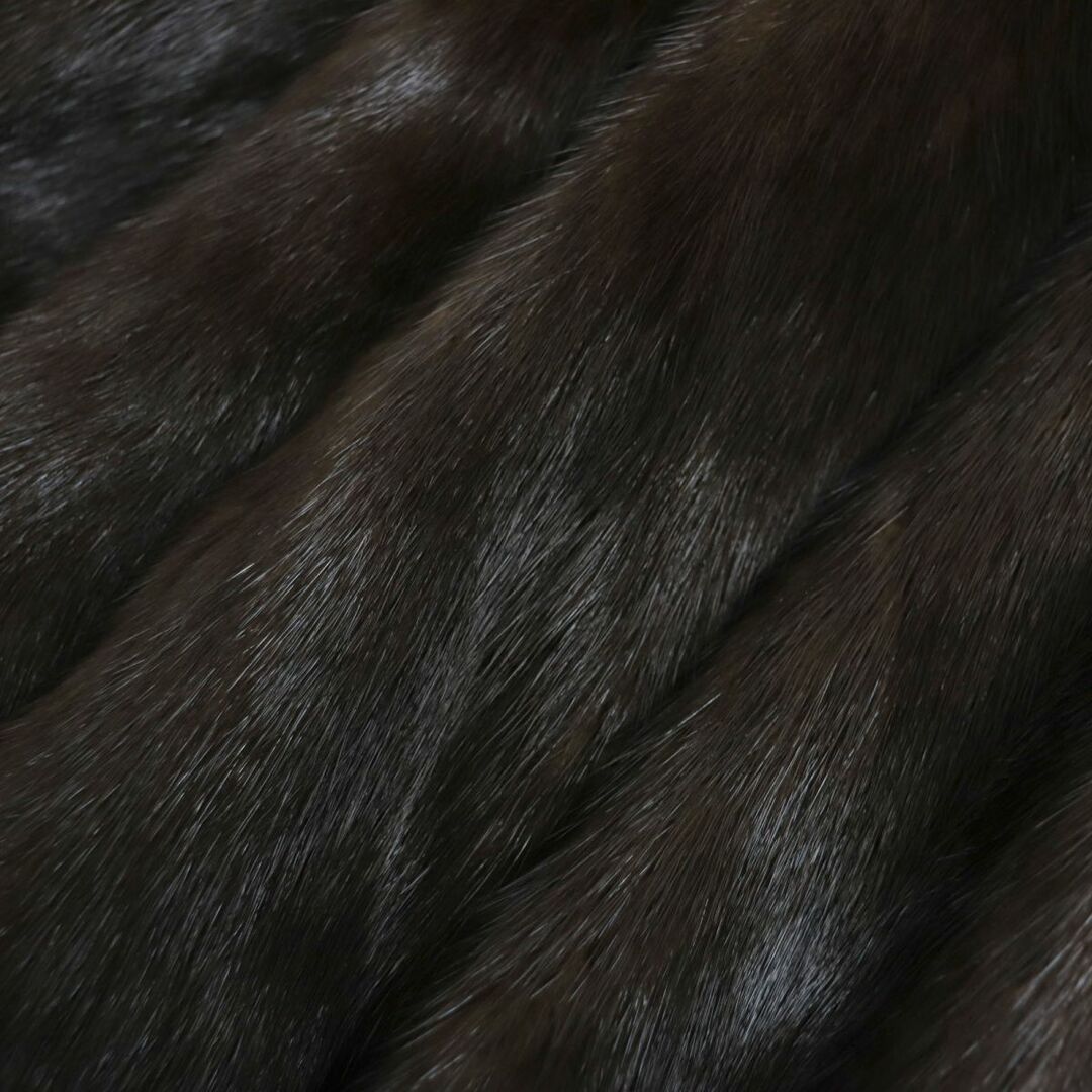 美品▽ROTINY ロティニー MINK ミンク 裏地ロゴ柄 本毛皮コート ダーク