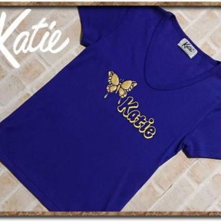 ケイティー(Katie)のケイティ　プリント入りTシャツ　青(Tシャツ(半袖/袖なし))