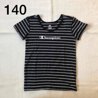 チャンピオン(Champion)のチャンピオン　130 グレー×ブラック　男女　薄手　ボーダー　Tシャツ　半袖　(Tシャツ/カットソー)