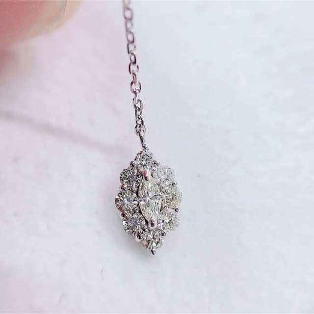 ★0.44ct★✨マーキースダイヤモンドK18WG揺れるピアス イヤリング