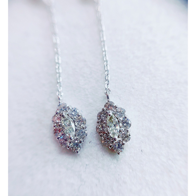 ★0.44ct★✨マーキースダイヤモンドK18WG揺れるピアス イヤリング