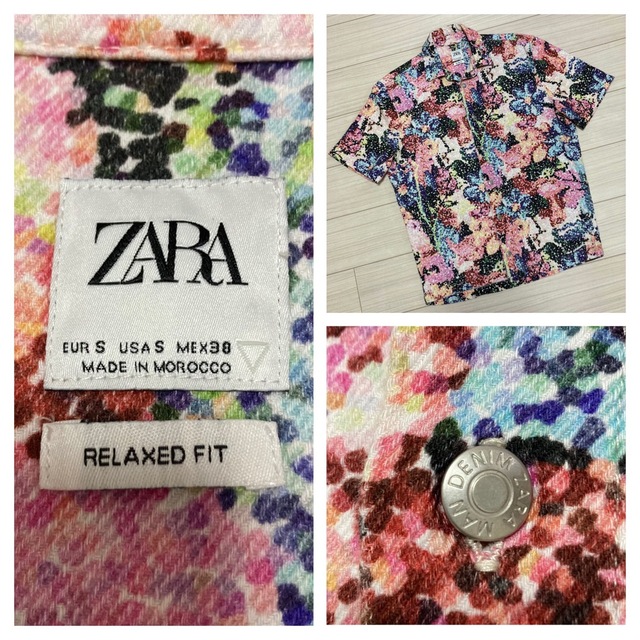 ZARA(ザラ)の良品■ZARA ザラ■フローラル 花柄 デニム オーバーシャツジャケット S メンズのトップス(シャツ)の商品写真