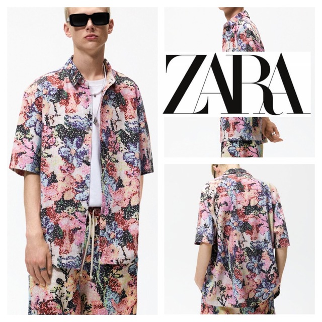 ZARA(ザラ)の良品■ZARA ザラ■フローラル 花柄 デニム オーバーシャツジャケット S メンズのトップス(シャツ)の商品写真