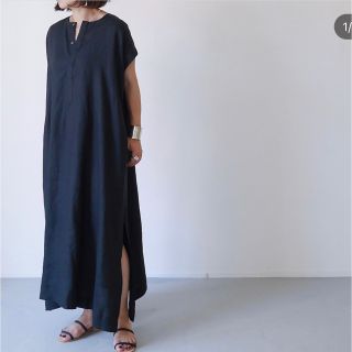 アギュー(ARGUE)のargue  French linen  Black dress(ロングワンピース/マキシワンピース)