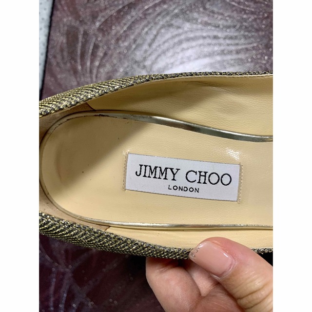 JIMMY CHOO(ジミーチュウ)のジミーチュウ　グリッター パンプス　ウェディングシューズ　オープントゥ　26cm レディースの靴/シューズ(ハイヒール/パンプス)の商品写真