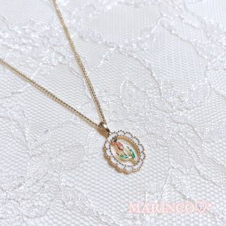 春 白 花 ワンポイント チューリップリングネックレス／ホワイト(NO.994)(ネックレス)