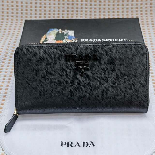 極美品 レア PRADA 長財布 ブルー ロゴ