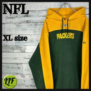 【希少‼︎】NFL 刺繍 パッカーズ フリースパーカー 緑黄 美品(パーカー)