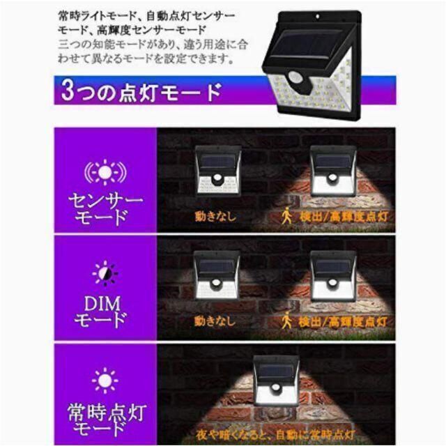 【取付簡単 配線不要 IP65防水 三種類】 ソーラーライト センサーライト インテリア/住まい/日用品のライト/照明/LED(その他)の商品写真