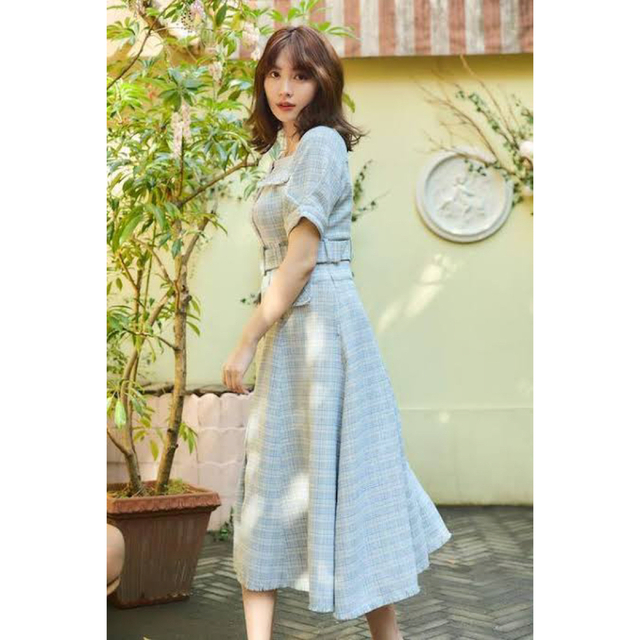 Her lip to♡ Summer Tweed Dress ネイビー Ｓ-