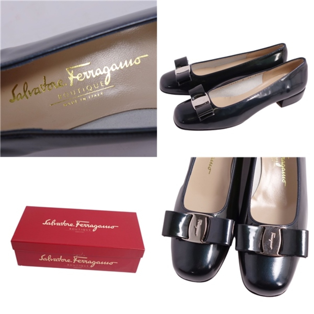 Samantha Kingz(サマンサキングズ)の未使用 サルヴァトーレ フェラガモ Salvatore Ferragamo パンプス ヒール ヴァラリボン パテントレザー シューズ レディース 6.5C(23.5cm相当) ブラック レディースの靴/シューズ(ハイヒール/パンプス)の商品写真