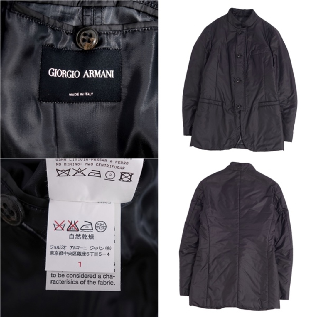 GIORGIO BRATO(ジョルジオブラット)の美品 ジョルジオアルマーニ GIORGIO ARMANI ジャケット ブルゾン スタンドカラー中綿入り  無地 アウター メンズ 44(S相当) ブラック メンズのジャケット/アウター(その他)の商品写真