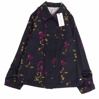 ドライザボーン(DRIZA-BONE)の極美品 ドリスヴァンノッテン DRIES VAN NOTEN ジャケット ブルゾン ドローコード 花柄 総柄 コットン アウター レディース 34(S相当) ブラック(その他)