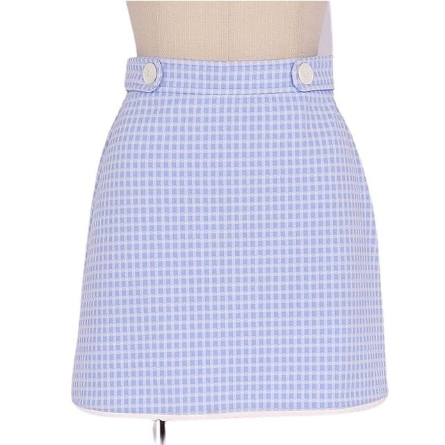 ミュウミュウ miumiu セットアップ スカートスーツ ブラウス 半袖 スカート チェック柄 レディース XS ブルー
