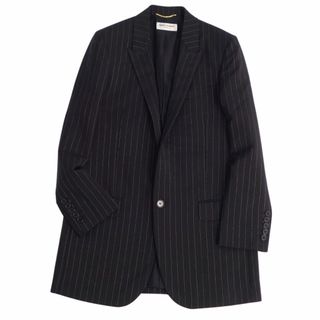 サンローラン(Saint Laurent)の極美品 サンローラン SAINT LAURENT ジャケット テーラードジャケット ストライプ モヘア ウール アウター レディース 34(S相当) ブラック(テーラードジャケット)