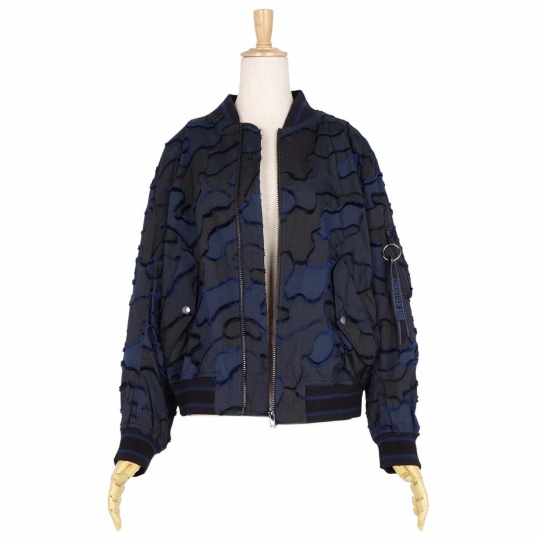 極美品 クリスチャンディオール Christian Dior ジャケット 20AW ブルゾン カモフラージュ ジップアップ アウター レディース イタリア製 F34 GB6 USA2(S相当) ブラック/ネイビー