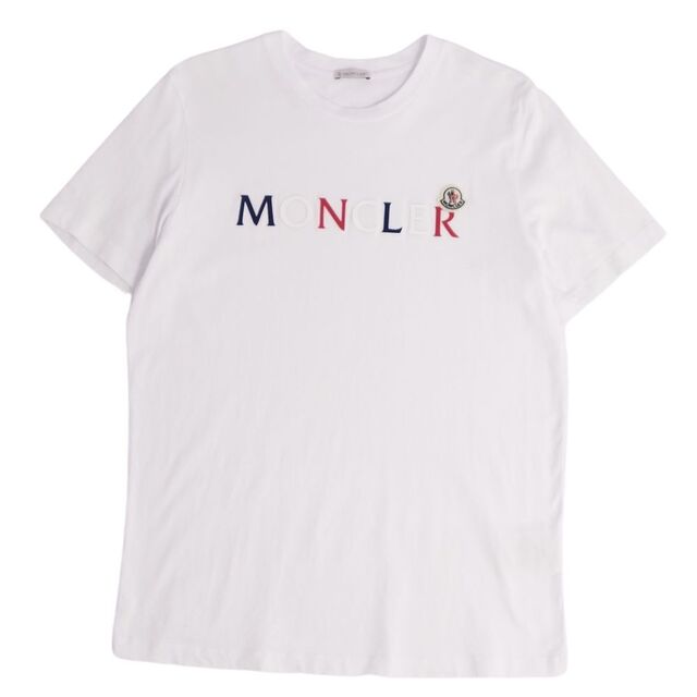 美品 モンクレール MONCLER 2021 Tシャツ カットソー トリコロール コットン トップス メンズ M ホワイト