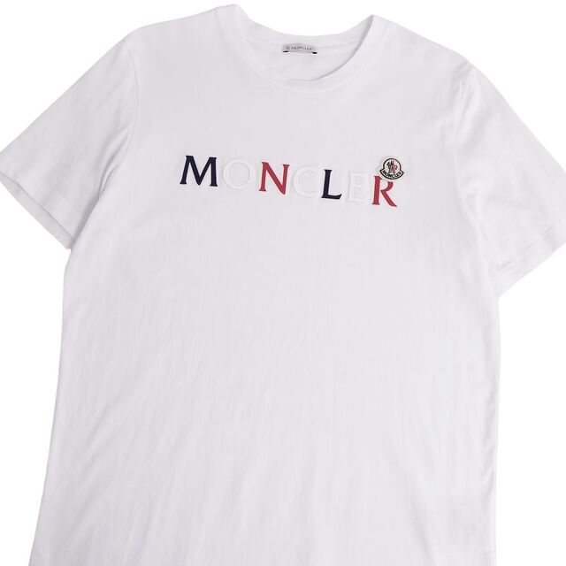 美品 モンクレール MONCLER 2021 Tシャツ カットソー トリコロール コットン トップス メンズ M ホワイト