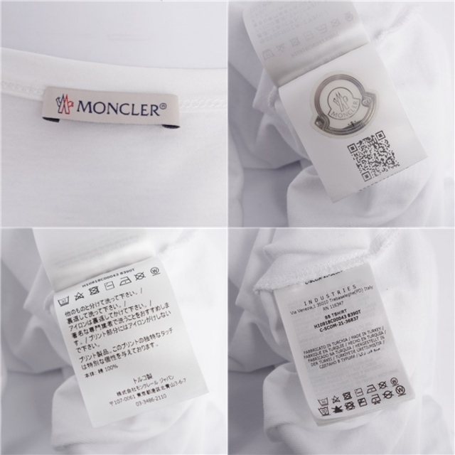 美品 モンクレール MONCLER 2021 Tシャツ カットソー トリコロール コットン トップス メンズ M ホワイト 4