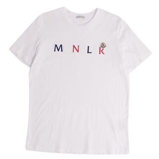 モンクレール(MONCLER)の美品 モンクレール MONCLER 2021 Tシャツ カットソー トリコロール コットン トップス メンズ M ホワイト(Tシャツ/カットソー(半袖/袖なし))